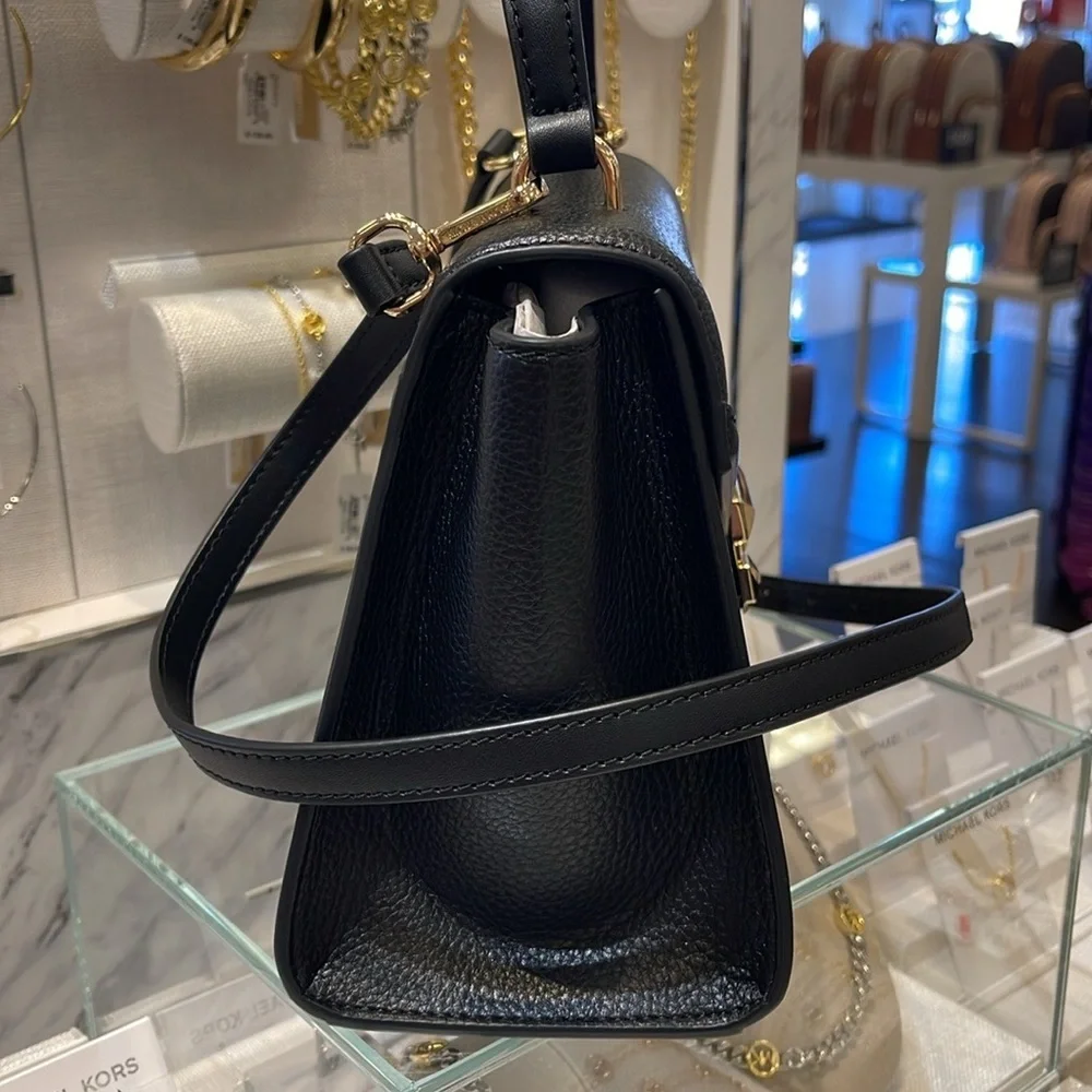 Michael Kors Whitney Medium Leather Flap Signature Satchel Shoulder Crossbody